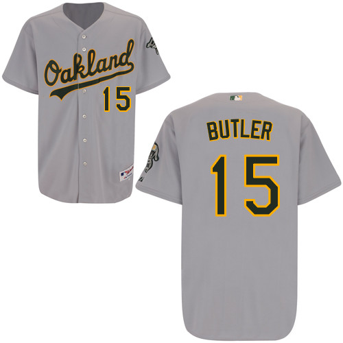 Billy Butler #15 mlb Jersey-Oakland Athletics Women's Authentic Road Gray Cool Base Baseball Jersey